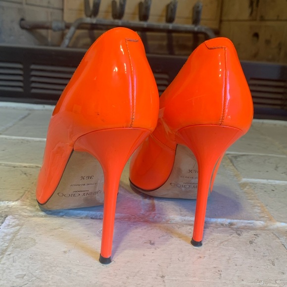 (Jimmy Choo) Orange Romy 100mm Pumps - Picture 9 of 12